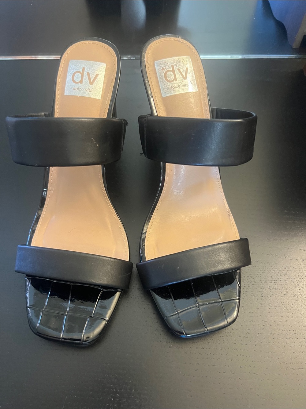 Dolce Vita Black Double-Band Slide Sandals